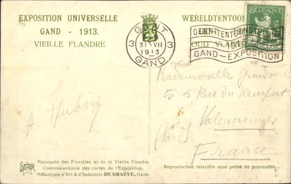 Postcard Gent East Flanders, International Exhibition 1913, the quay