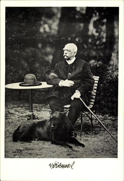 Ak Fürst Otto von Bismarck, Portrait mit Hund