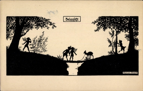 Paper cutting artist Postcard Forck, E., From the Gnome and Elf Kingdom, Overheard