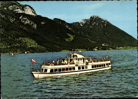 Postcard Pertisau Eben am Achensee in Tirol, motor ship St. Benedikt