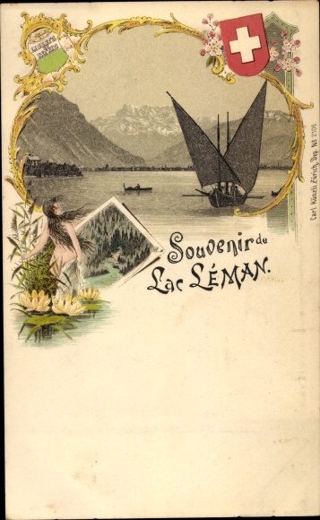 Herb lito Souvenir du Lac Leman, Jezioro Genewskie, żaglówka