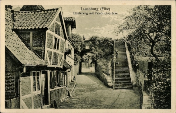 Postcard Lauenburg Elbe, Hohlerweg, Friedrichsbrücke