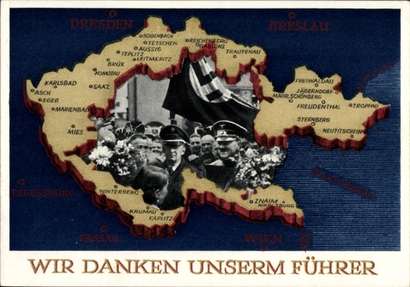 Ganzsachen Ak Wir danken unserm Führer, Sudetenland, Böhmen, Mähren, Hitler