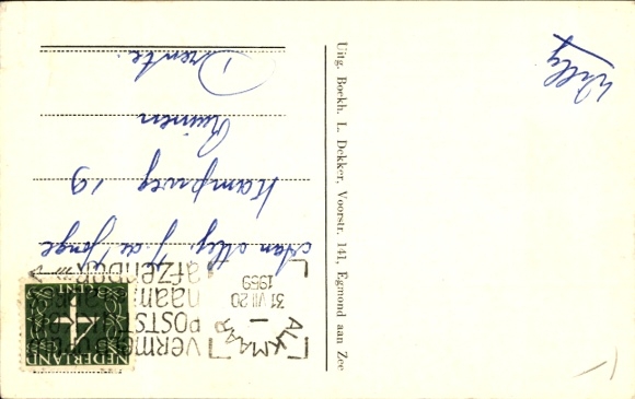 Postcard Egmond aan Zee North Holland Netherlands, lighthouse JCJ van Speyk