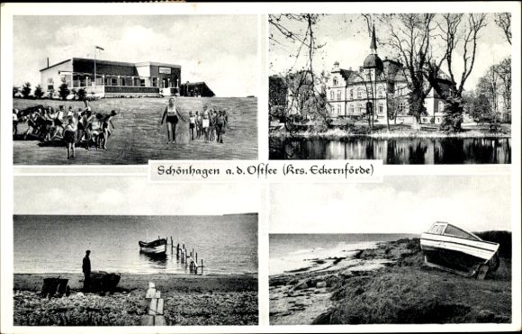 Ak Schönhagen Brodersby an der Ostsee, Strandpartie, Schloss