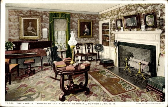 Ak Portsmouth New Hampshire USA, Thomas Bailey Aldrich Memorial, de salon