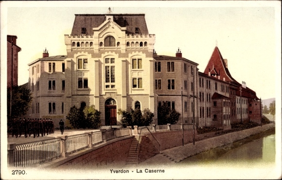 Postcard Yverdon les Bains Kanton Waadt, La Caserne