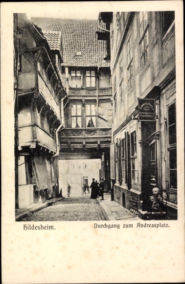 Postcard Hildesheim in Lower Saxony, passage to Andreasplatz, architecture, street view
