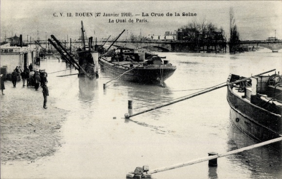 KP Rouen Seine Maritime, La Crue de la Seine, Le Quai de Paris, 27 stycznia 1910