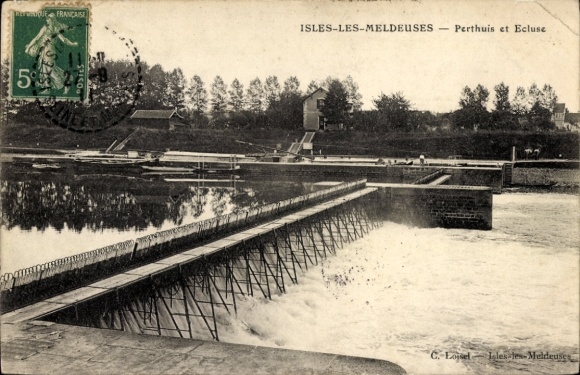 CPA Îles les Meldeuses Seine et Marne, Perthuis et Ecluse