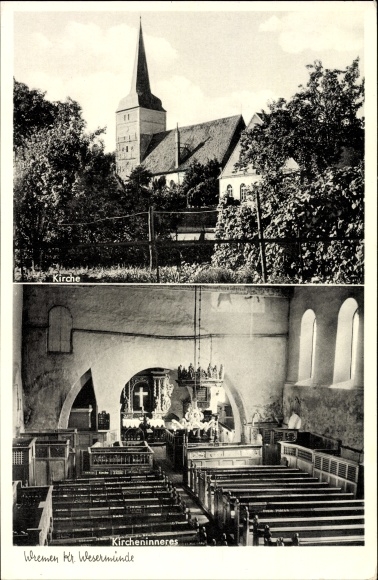 Ak Wremen Wurster Nordseeküste Landkreis Cuxhaven, Inneres der Kirche