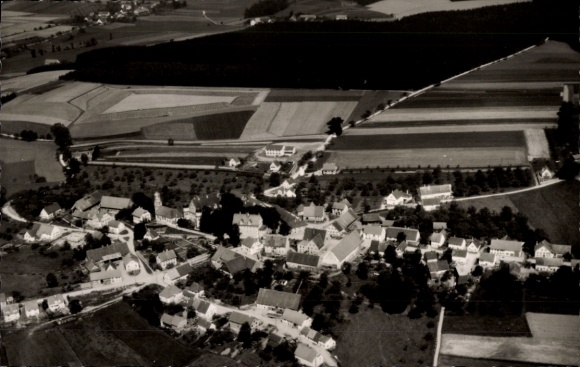Postcard Hürbel Upper Swabia Württemberg, aerial photograph
