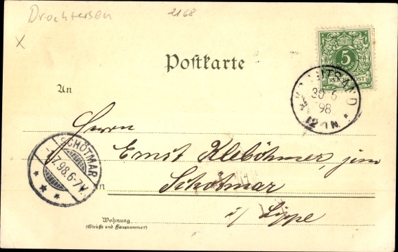 Chromo-Litho Krautsand Drochtersen in the district of Stade, Buhrfeinds Hotel, view from the roadstead