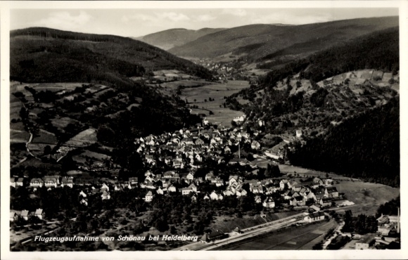 Postcard Schönau near Heidelberg Odenwald, aerial photograph