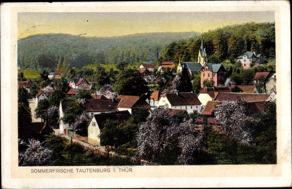 Postcard Tautenburg in Thuringia, view of the town, Gasthof zum Schenk