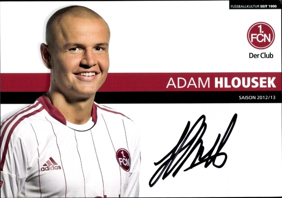 Autograph card footballer Adam Hlousek, 1. FC Nuremberg, autograph