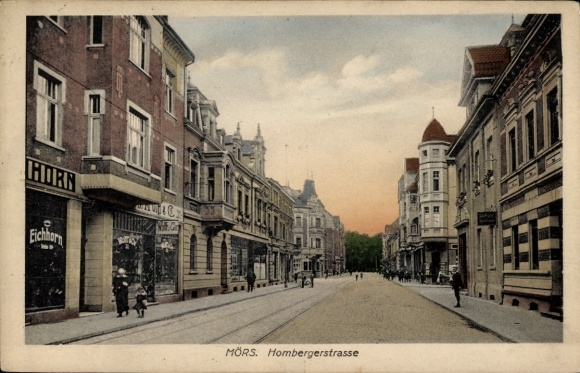 Postcard Moers am Niederrhein, Homberger Straße, Eichhorn store