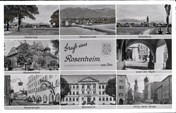 6 glass negatives Rosenheim Upper Bavaria, Inn, overall view, various views