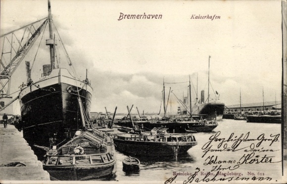 Ak Bremerhaven, Kaiserhafen, Schiffe, Hafenansicht