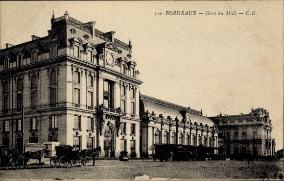 Postcard Bordeaux Gironde, Gare du Midi