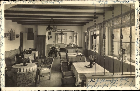 Postcard Törwang Samerberg in the Rosenheim district of Upper Bavaria, Café Pallauf, interior view