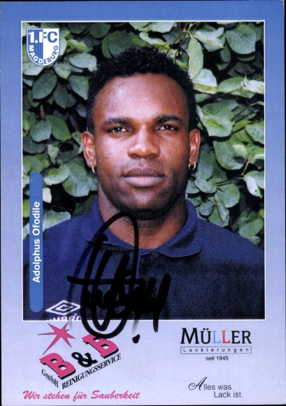 Autogrammkarte Fußballer Adolphus Ofodile, 1. FC Magdeburg, Autogramm