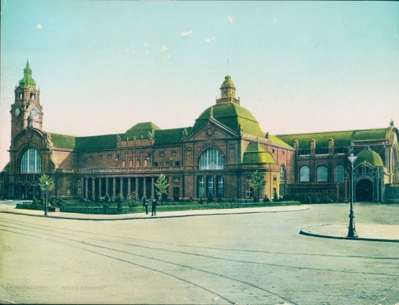 Chromo Foto Wiesbaden in Hessen, Neuer Bahnhof