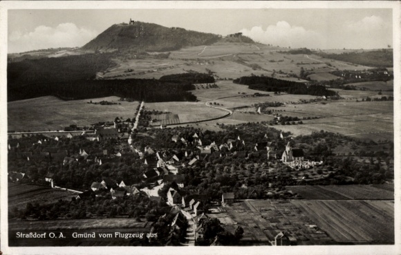 Postcard Straßdorf Schwäbisch Gmünd in Württemberg, aerial photograph