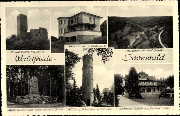 Postcard Seesbach in the Hunsrück, forest and mountain hotel Waldriede in the Soonwald, Alteburg, Koppenstein