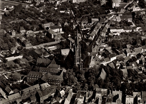 Postcard Kevelaer on the Lower Rhine, aerial view of church, chapel of grace, basilica