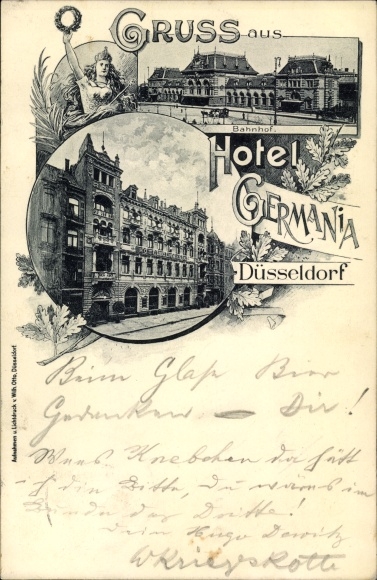 Ak Düsseldorf am Rhein, Blick auf den Bahnhof mit Hotel Germania