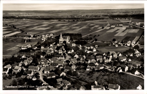 Postcard Tannheim in Württemberg, aerial photograph