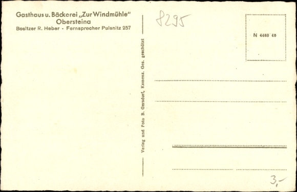 Postcard Obersteina Steina Sachsen, Gasthof Zur Windmühle, school, long shot
