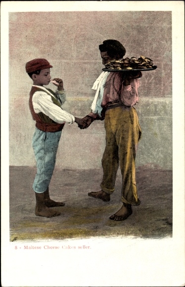 Artist Postcard Malta, Maltese Cheese Cakes seller