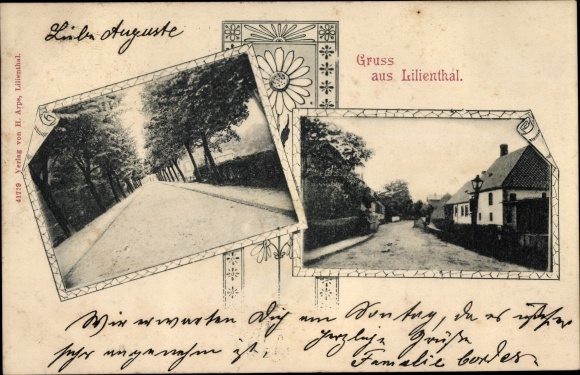 passe-partout pocztówka Lilienthal w dzielnicy Osterholz, przekrój ulicy