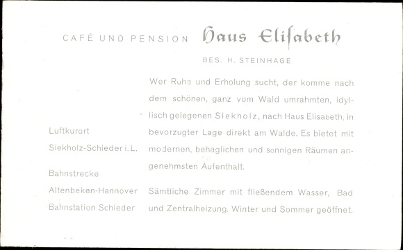 Postcard Siekholz Schieder Schwalenberg in Lippe, café and pension Haus Elisabeth