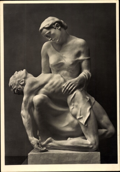 Postcard plastic by Josef Thorak, Pieta, dying, HDK 415