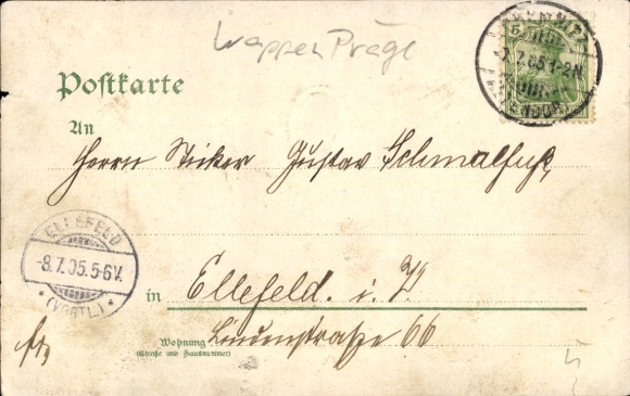 Embossed coat of arms Postcard A German greeting, Kaiser Wilhelm II., Anhalt, Saxony, Hamburg, Bavaria