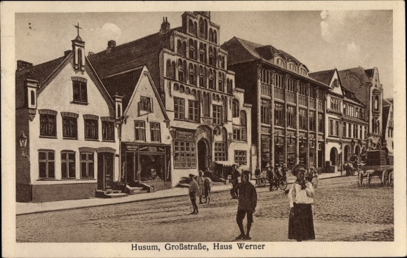 Postcard Husum in North Friesland, Großstrasse, Haus Werner