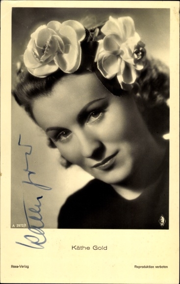 Ak actrice Käthe Gold, portret met bloemen in haar haar, Ross Verlag A 2972 1