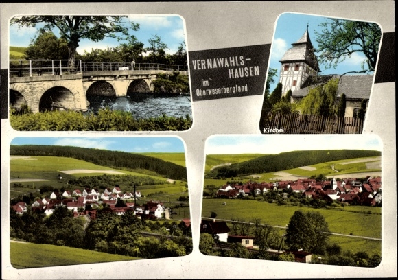 KP Vernawahlshausen Wahlsburg Hessen, panorama, kościół, most