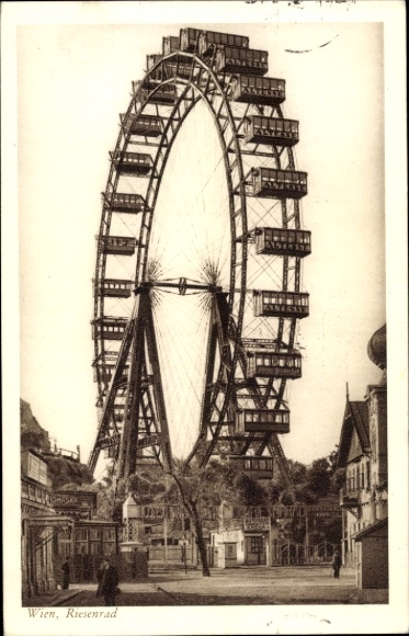 Postcard Vienna 2 Leopoldstadt, Prater, Ferris Wheel