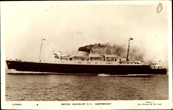 Ak SS Amsterdam, British Railways, passagiersschip