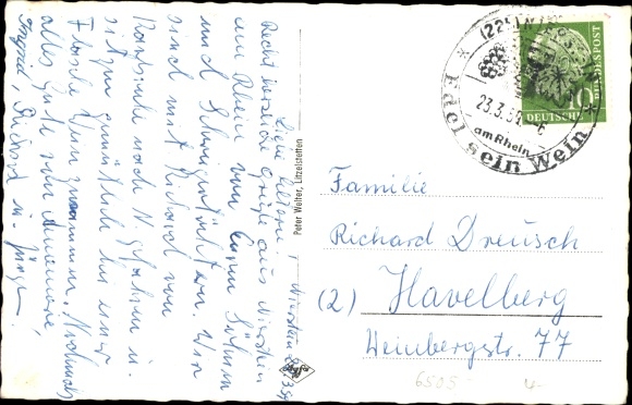 Postcard Nierstein am Rhein, general view, vintner, wine, costumes
