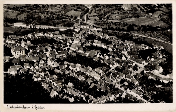 Postcard Unteröwisheim Kraichtal in Baden, aerial photograph