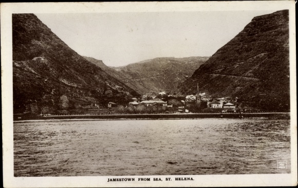 Postcard Jamestown St. Helena, view from the sea