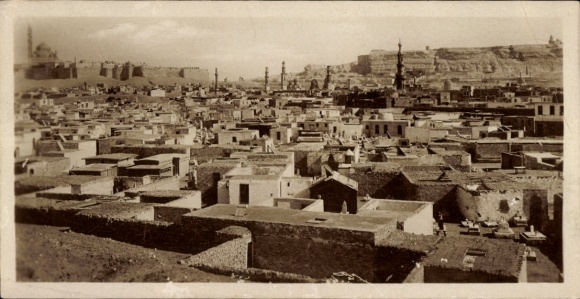 Postcard Cairo Cairo Egypt, city view, rooftops, citadel, Makatam