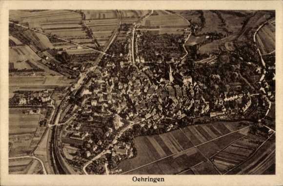 Postcard Oehringen Öhringen in Hohenlohekreis Württemberg, aerial photograph