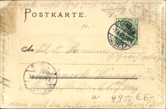 Embossed coat of arms Postcard Minden in Westphalia, bridge, view of the town
