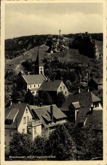 Ak Blaubeuren in Württemberg, Teilansicht, Kirche, Kriegerdenkmal